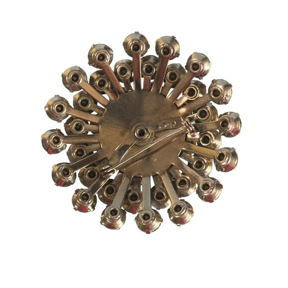Vintage Coro Topaz Colored Domed Brooch With Rhinestones & Gold-Tone Finish - Picture 3 of 6